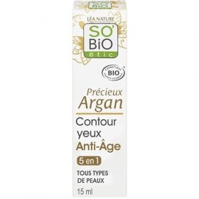 SOBIO - Soin Contour Des Yeux/Levres à lArgan Bio 15ml - Soin du Visage Naturel pour Hydrater et Nourrir la Peau Delicate - L