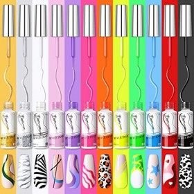 NICOLE DIARY Gel Liner Nail Art Vernis Semi Permanent, 12 Couleurs de Paillettes pour les Ongles, Vernis à ongles Set pour Dr