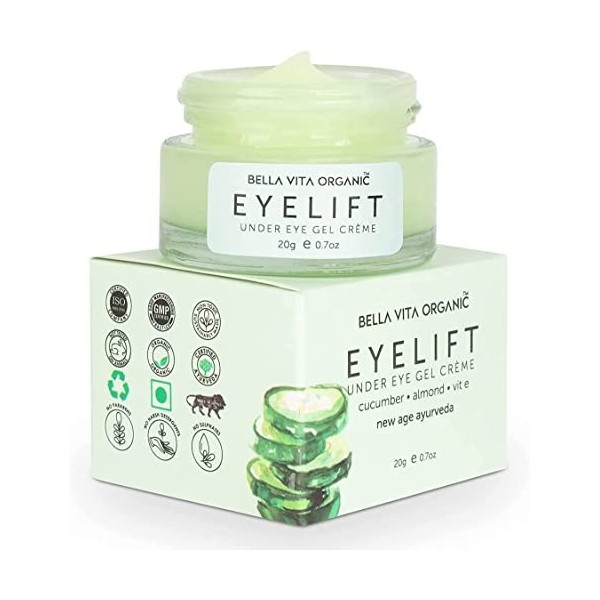 Glamorous Hub Bella Vita Organic Eyelift Under Eye Cream Gel pour les cernes, les yeux gonflés, les rides et lélimination de