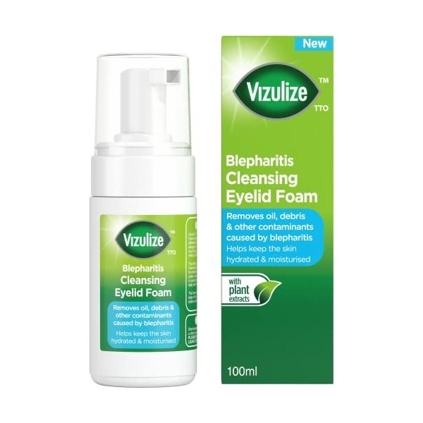 Vizulize Blépharite - Mousse contour des yeux - 100 ml - Pour éliminer lhuile, les débris et les contaminants causés par la 