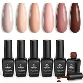 Beetles Vernis Semi Permanent, Lot de Vernis à Ongles Gels 6 Couleurs, Sèche sous Lampe UV/LED, Kit de DIY French Manucure Ne