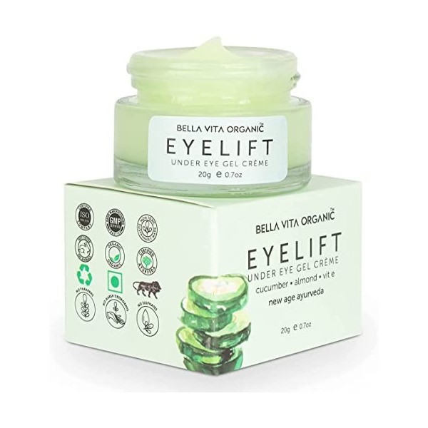 AOZA Bella Vita EyeLift Crème hydratante naturelle sous les yeux pour les cernes, les yeux gonflés, les rides et léliminatio