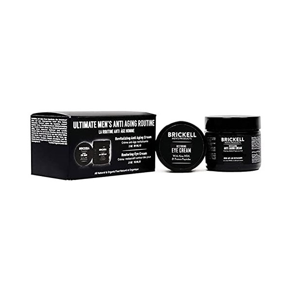 Brickell Mens Products Routine anti-âge Ultimate pour homme – Crème de nuit anti-rides pour le visage et les yeux pour rédui