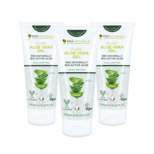 Gel à L’Aloe Vera PraNaturals 200ml Apaisant naturel et hydratant nourrissant Paquet de 1 Visage