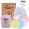 Tampons Démaquillants fibre de bambou丨disques coton demaquillant lavable丨16pcs+ 2 Sac de lavage丨Matériau en fibre de bambou s