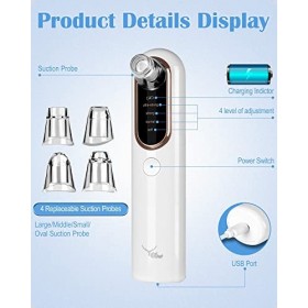 Yccu Aspirateur Point Noir Nettoyage des Pores Purateur de Peau Visage Extracteur de Point Noir Visage 4 Modes dextraction d