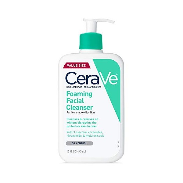 Cerave Nettoyant moussant de visage,Cleansing, pour un lavage quotidien du visage Pour Peaux Normales à Grasses 453,6 g