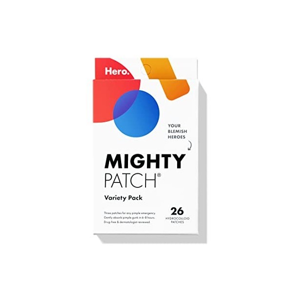 Mighty Patch Hero Cosmetics Lot de 26 patchs hydrocolloïdes pour boutons dacné pour couvrir les boutons et les imperfections