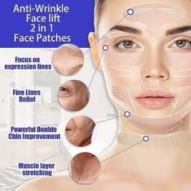 Titaya Lot de 160 pansements anti-rides 2 en 1 et dissolvant pour double menton – 160 pansements multi-usages pour le front, 