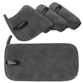 VIVOTE Lot de 4 chiffons démaquillants de qualité supérieure en microfibre douce et respectueux de lenvironnement - Réutilis