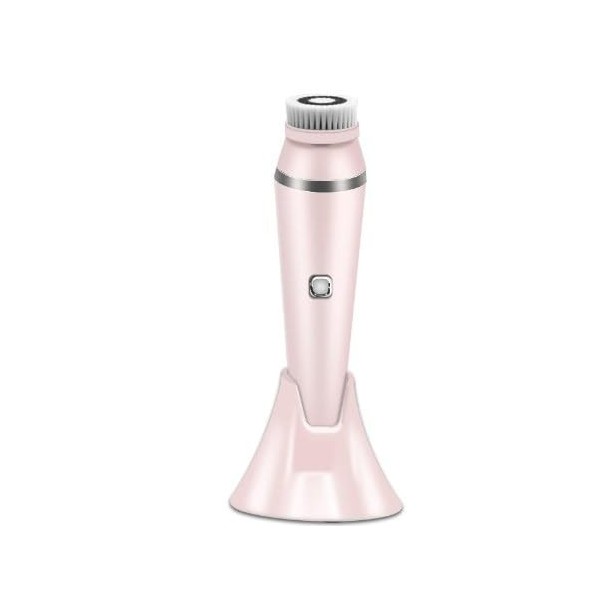 Brosse de nettoyage du visage 4 en 1 rechargeable, rose, étanche, brosse électronique pour le visage avec 3 vitesses