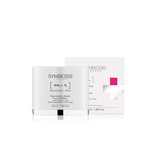 SYMBIOSIS LONDON Rose + Acide Glycolique Exfoliant Rajeunissant Confort Visage 50 ml