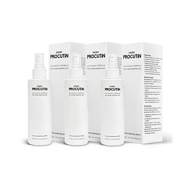 Ozidex Procutin – Rosacée | Dermatite | Acné | Solution pour Demodex | Formule naturelle à base de plantes 3 en 1 | Lot de 3