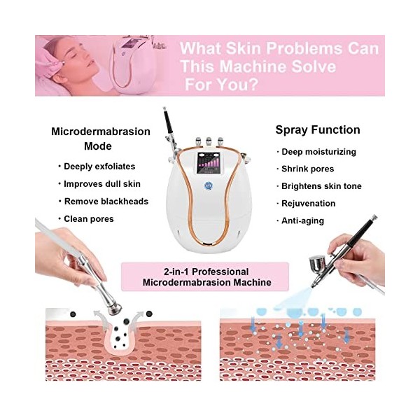 Machine à microdermabrasion, TwoWin Machine de dermabrasion en diamant de contrôle tactile de mise à niveau 2 en 1, Équipemen