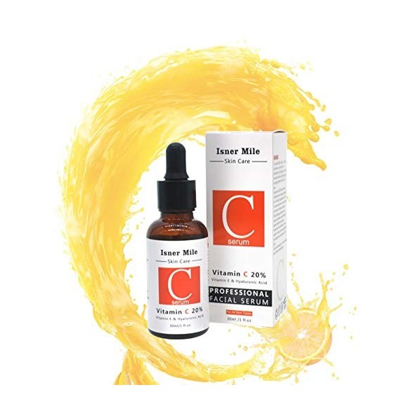 Vitamine C 20% Essence Acide Hyaluronique Essence éclaircissante Blanchissant Anti-âge Résistance aux Rides Réduire les Tache