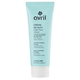Avril - Crème de Nuit Bio - Peaux Normales & Mixtes - Huiles dAmande Douce et Pépins de Raisin Bio - 99% dOrigine Naturelle