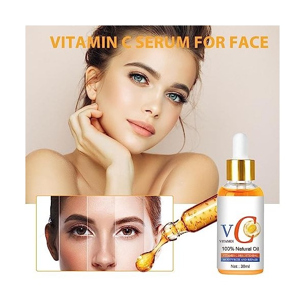 Huile Visage Vitamine C,Sérums hydratants éclaircissants et hydratants - la peau, dissolvant taches noires pour le visage rép