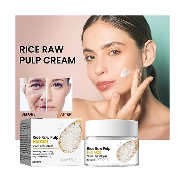 Crème Réparatrice pour la Peau de Riz, Crème de Raffinage des Pores, Crème Hydratante Anti-rides pour le Visage, Répare la Ba