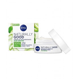 NIVEA Naturally Good Crema de Día Hidratante con Aloe Vera Bio 50 ml , crema hidratante facial con aceite de jojoba y de alm