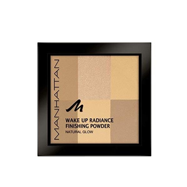 Manhattan Wake Up Radiance Finishing Powder, Couleur 002 miel, pour un éclat naturel sur la peau, disponible en 2 couleurs