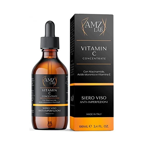 KREALIS® 100ml Vitamine C Serum Visage avec Acide Hyaluronique, Niacinamide, Vitamine E, Serum Visage, Anti-taches, Anti-impe