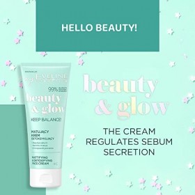 EVELINE Beauty&Glow Gardez Léquilibre&nbsp;! Crème Détoxifiante Matifiante Convient Aux Végétaliens Adoucissante Apaisante Nettoy