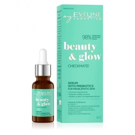 EVELINE Beauty&Glow Checkmate ! Sérum Aux Prébiotiques Pour Peaux À Problèmes Vegan Prévient Les Radicaux Libres Apaise 98% d