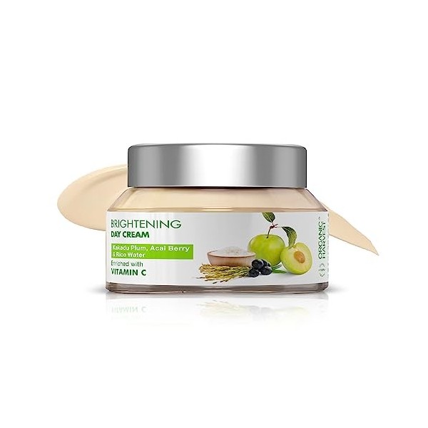 Organic Harvest Vitamin C Face Cream for Skin Whitening & Brightening | Eliminates Scars & Blemishes, Infused with Acai Berry