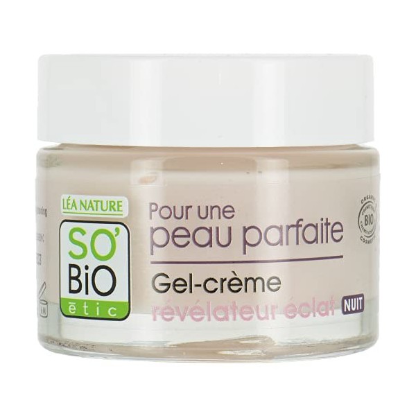 SoBio Étic Gel-crème révélateur éclat nuit, Pour une peau parfaite 50 ml