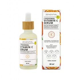 Zenential | Sérum Facial avec 10% de vitamine C liposomale + Vitamines E et F, Acide Hyaluronique, Bioplacenta | 50 ml | Anti