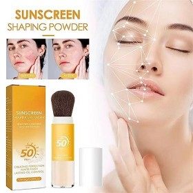 Lot de 2 poudres minérales pour crème solaire, SPF 50, poudre minérale translucide, finition mate naturelle, légère et respir