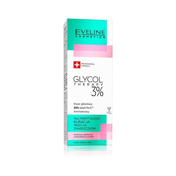 Eveline Cosmetics Glycol Therapy 3% Multippetide Multiptide Traitement des rides, 18 ml