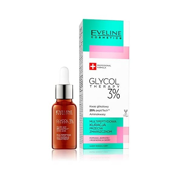 Eveline Cosmetics Glycol Therapy 3% Multippetide Multiptide Traitement des rides, 18 ml