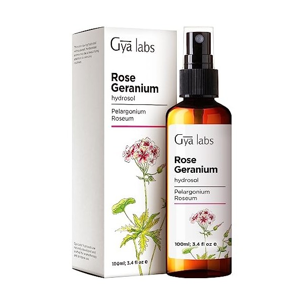 Eau florale de rose géranium - 100% dhydrolat pur à vaporiser pour le visage, le toner pour le visage, lacné, le corps, le 