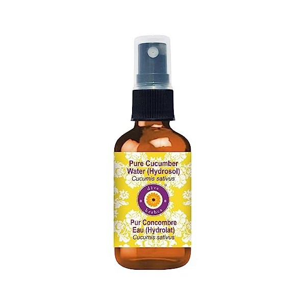 Deve Herbes Eau Florale de Concombre Pure Hydrolat Cucumis Sativa 100% Naturelle, de qualité thérapeutique, 50 ML 1.69 o