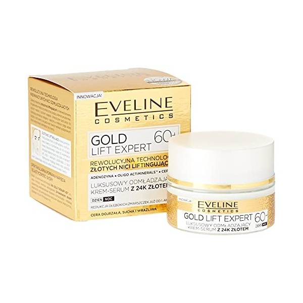 Eveline Cosmetics Gold Lift Expert luxueux sérum de crème raffinante avec or 24k, jour et nuit, 60+, 50 ml