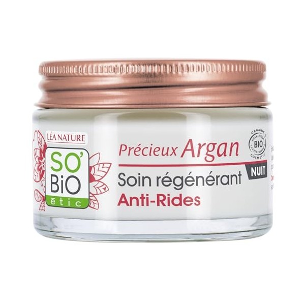 LÉA NATURE SO BiO étic| Soin Régénérant Anti-rides Nuit – Précieux Argan | Peau plus ferme et rebondie | Rides réduites | Hui