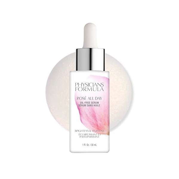 Physicians Formula - Rosé All Day Oil-free Serum - Sérum Soins du Visage - Formule Perlée Antioxydante - avec Eau de Rose, Ba