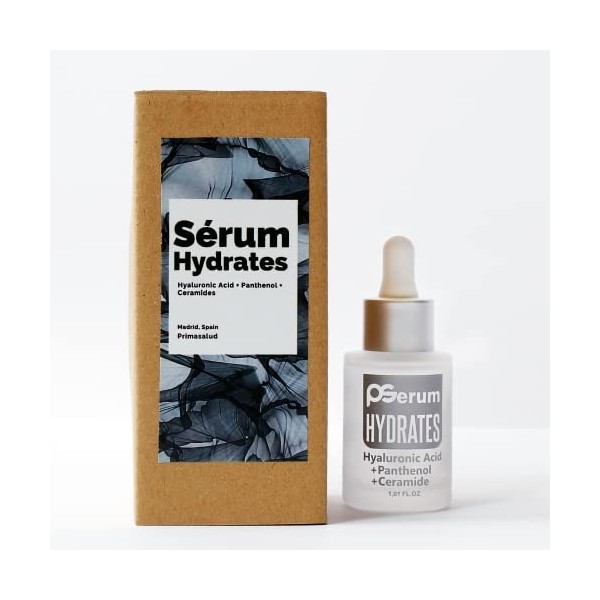 Sérum facial à lacide hyaluronique, aux céramides et au panthénol.- Restaure le volume et lélasticité de votre peau.