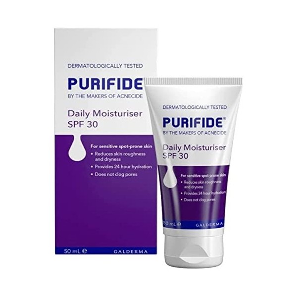 Acnecide Purifide Crème hydratante quotidienne SPF30 50 ml pour protéger les peaux sensibles