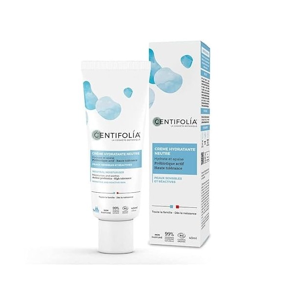 Centifolia - Crème Hydratante Neutre - 40ml - Hydrate Et Protège - Peaux Sensibles Et Réactives - Toute La Famille - Dès La N