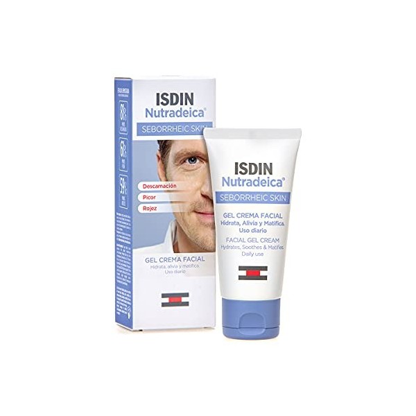 ISDIN Nutradeica Gel-crème pour le visage 50ml | indiqué pour la gestion de lexcès de sébum cutané séborrhéique du visage,