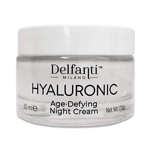 DELFANTI MILANO - HYALURONIC Crème Visage Nuit Anti-Âge, Fabriquée en Italie 50 ml