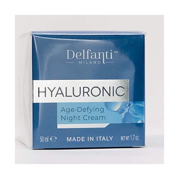 DELFANTI MILANO - HYALURONIC Crème Visage Nuit Anti-Âge, Fabriquée en Italie 50 ml