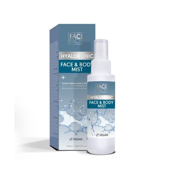 Face Facts Brume hyaluronique visage et corps | Hydratante | Végétalienne | 200 ml