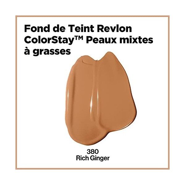 Revlon ColorStay 24H, Fond de Teint pour Peaux Mixtes à Grasses, Fini Mat 30 ml , Formule Longue Tenue, Rich Ginger 380 