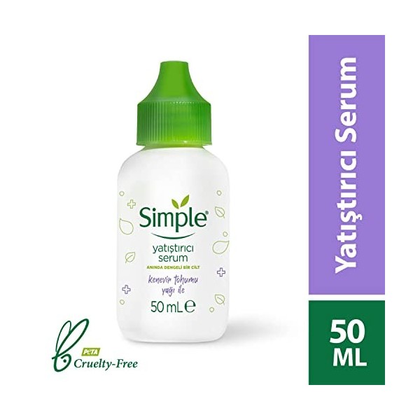 Simple Crème hydratante apaisante à lhuile de graines de chanvre bio pour peaux sensibles 50 ml