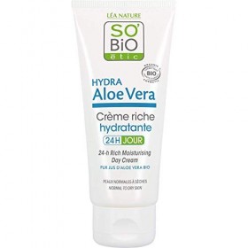 Sobio étic crème riche hydratante 24 h jour au pur jus daloe vera bio tube de 50 ml