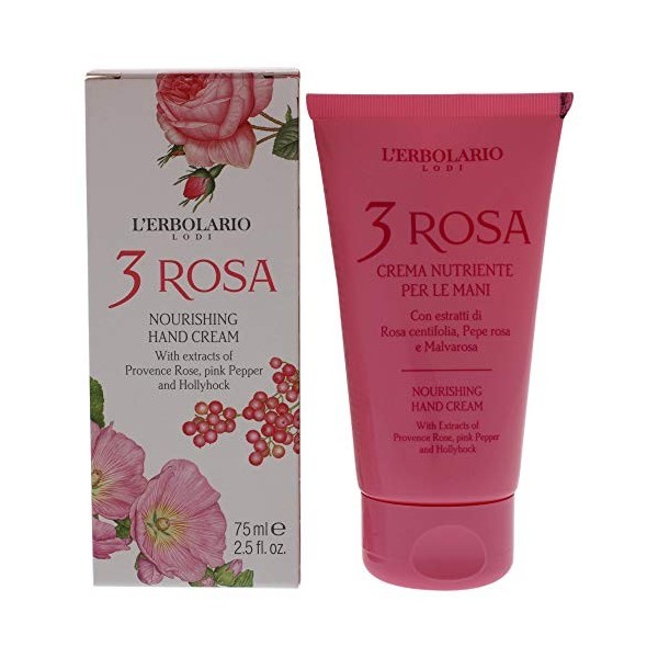 LErbolario 3 Rosa Nourishing Hand Cream For Unisex 2.5 oz Cream