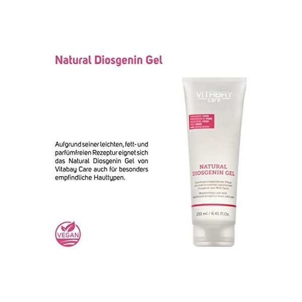 Vitabay Gel Naturel à la Diosgénine 100 ml | Crème Vaginale | 80% dExtrait dIgname | 64% Diosgénine | Extra Fort, Sans Nano